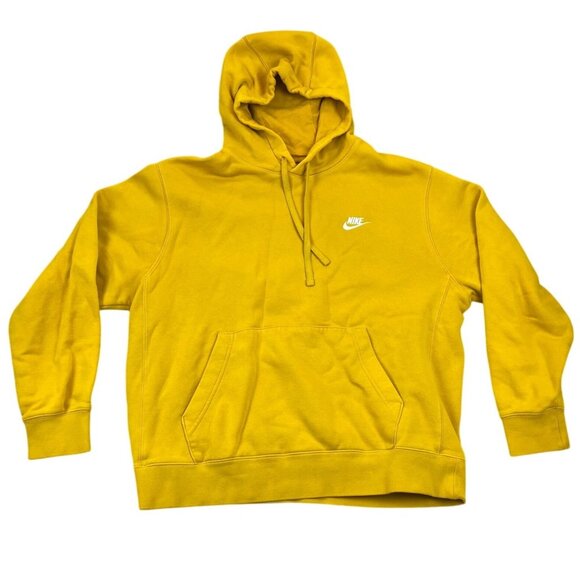 Nike Mens Hoodie Sweatshirt Large Pullover Yellow Casual Activewear Pockets